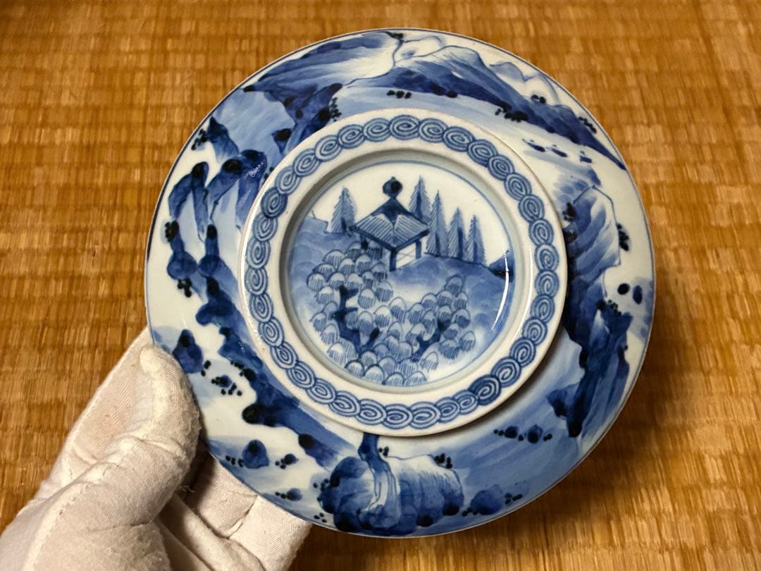 古伊万里 伊万里 染付 風景紋 蓋物 時代物