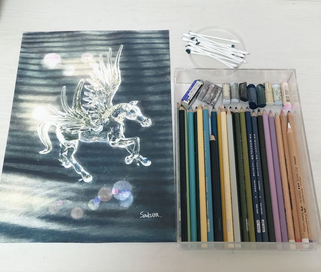 色鉛筆画 ガラスのペガサス 原画 A4