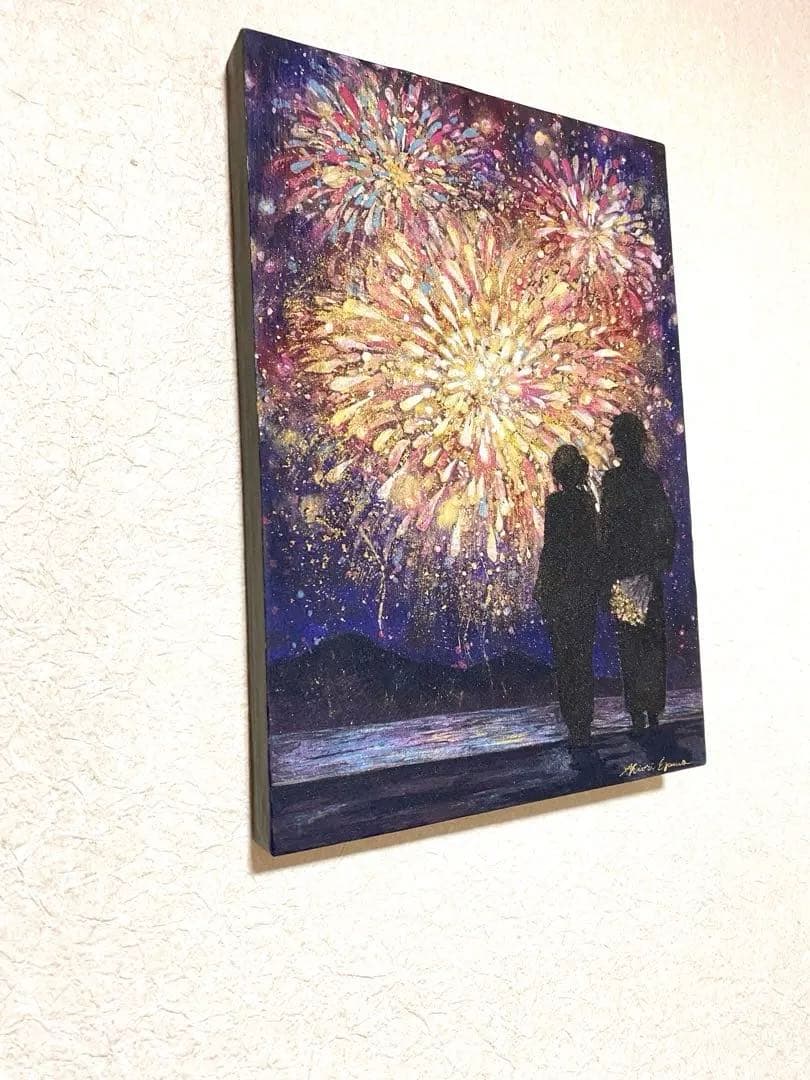 【原画・一点物】花火｜江川史織作|金箔使用｜日本画｜29.7×21cm