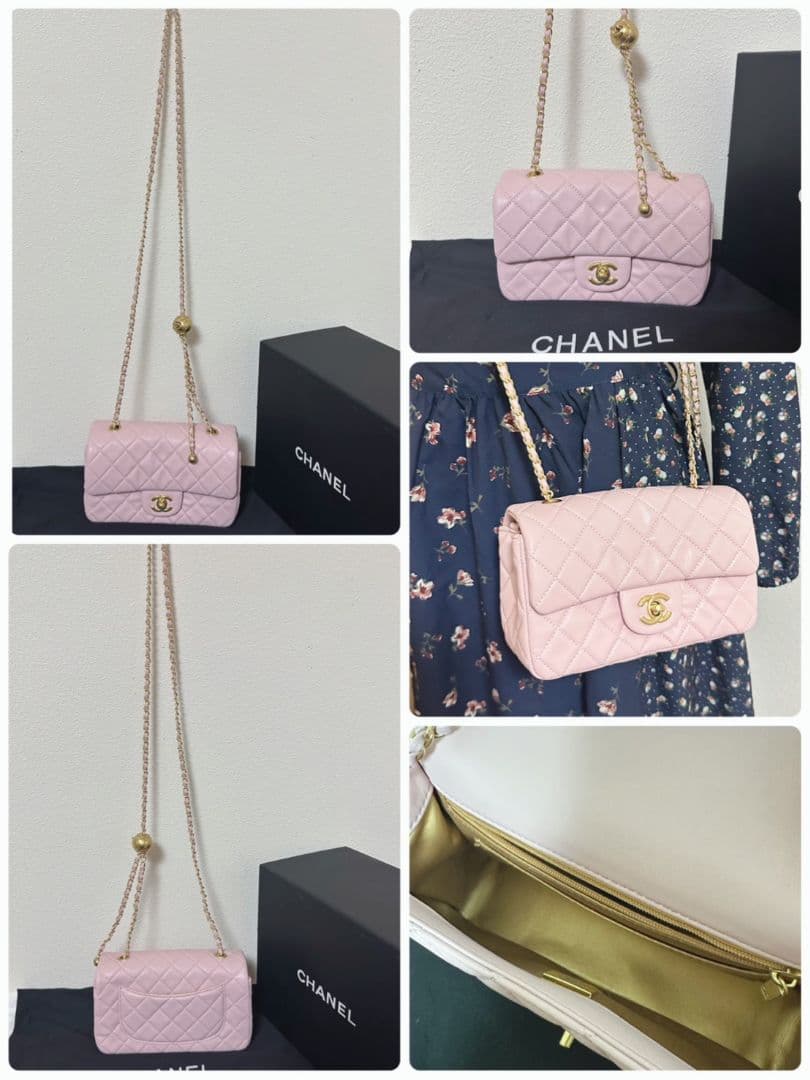 CHANELノベルティキルティングレザーショルダーバッグピンク新品
