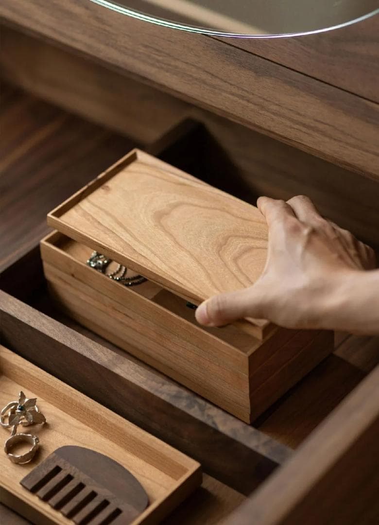 Ring Case 8点 チェリー材 アクセサリートレー ピアスケース指輪ケース