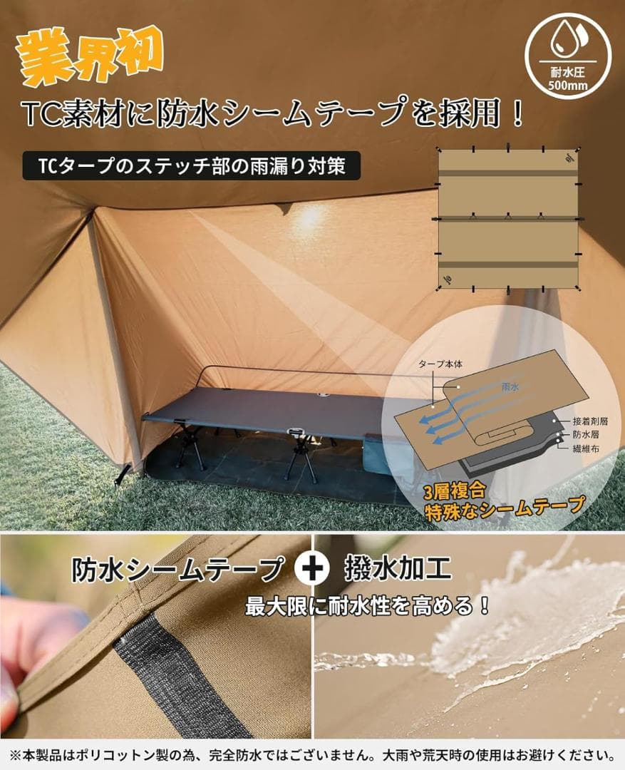 GOGlamping HENGEN+スクエアタープ　TC　正方形　４m