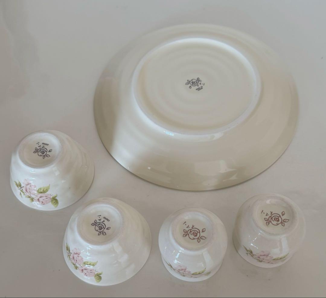イマンダイアナローズ浪漫和陶器珍味2個＆6寸皿＆ミニカップ2個
