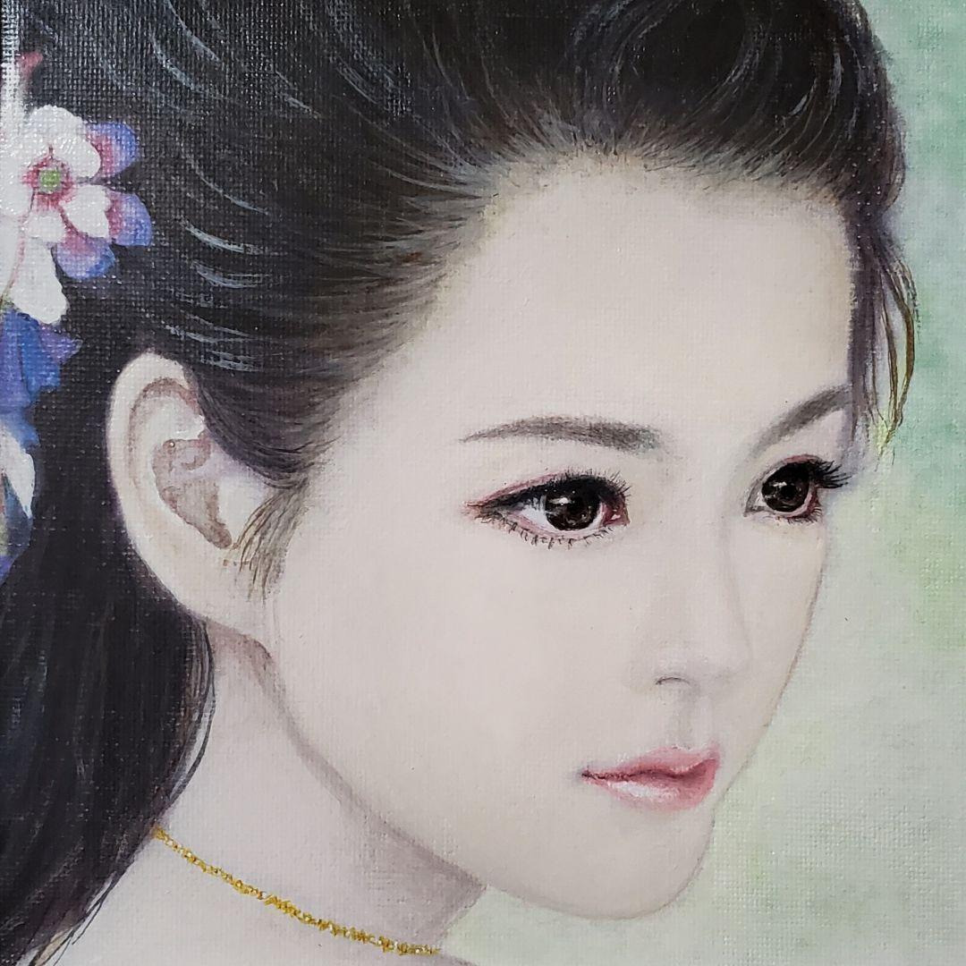 連作【⠀瞳の先 － 春想 － 】アクリル画 原画 人物 美人画