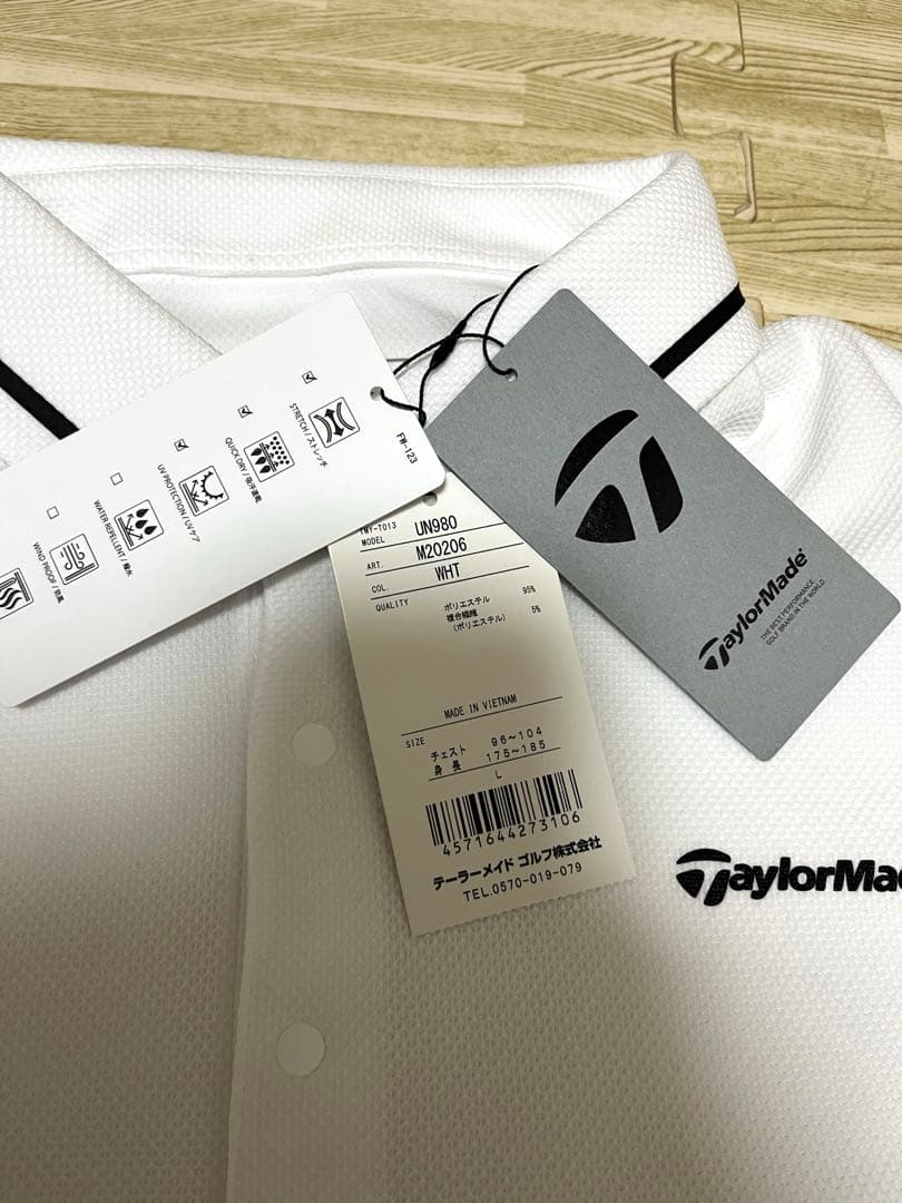 新品　TaylorMadeテーラーメイド　長袖ポロシャツ　ホワイト　ゴルフウェア