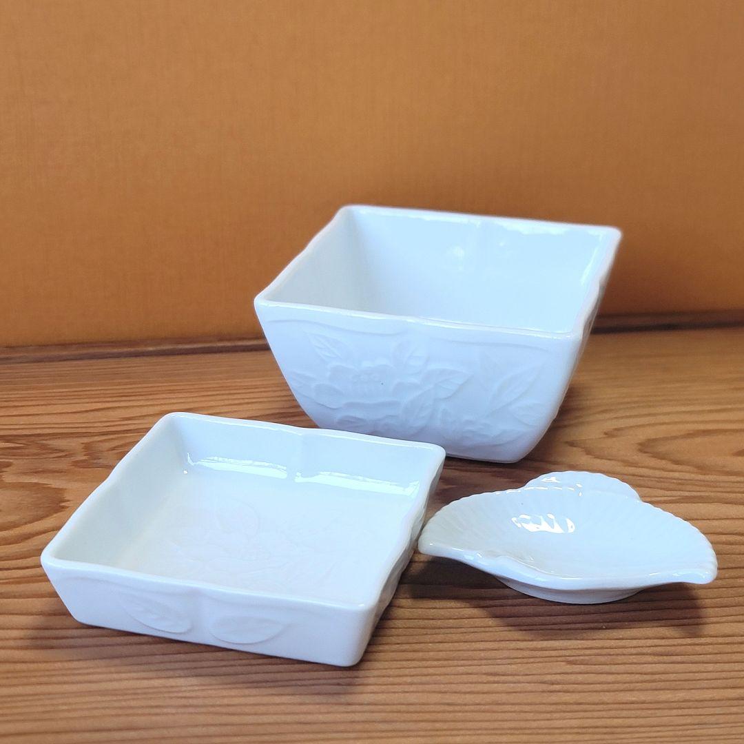 【新品未使用品】　有田焼　白磁　角皿　小鉢　小皿 薬味皿　5客セット