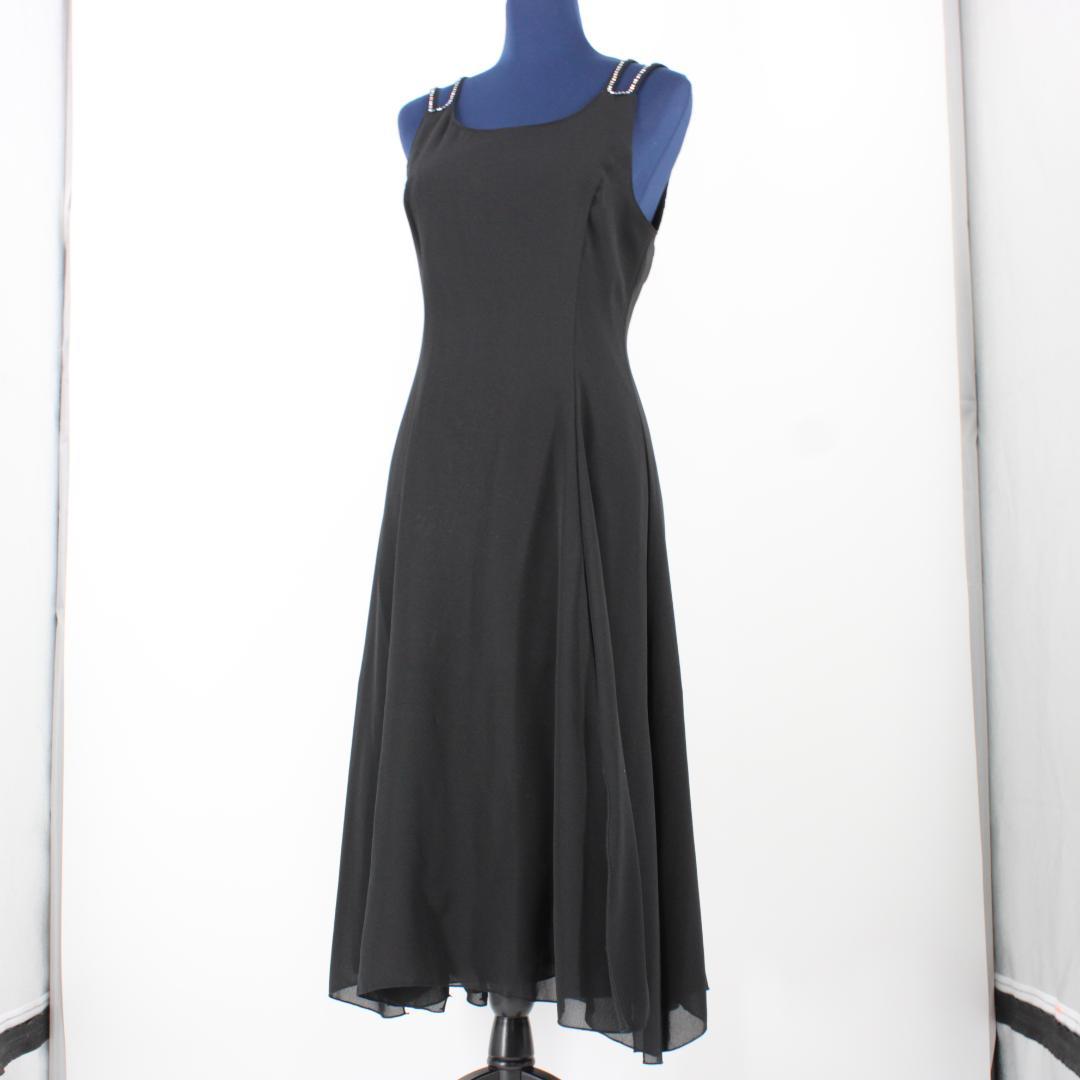 【美品 日本製社交ダンス衣装】ワンピース ドレス SEKINE 黒 無地 上品