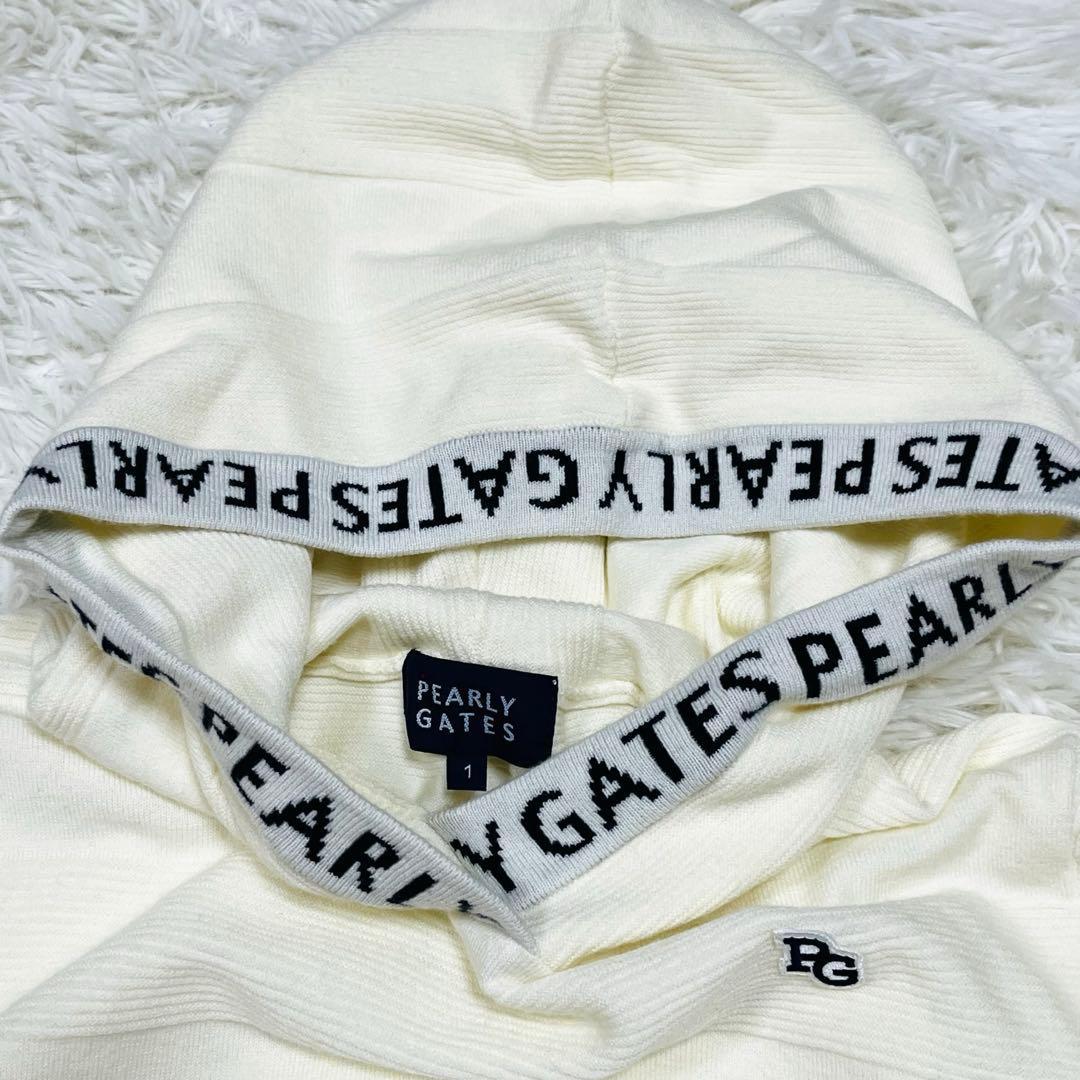 美品✨PEARLY GATES フード付きニットセーター ホワイト系 サイズ1