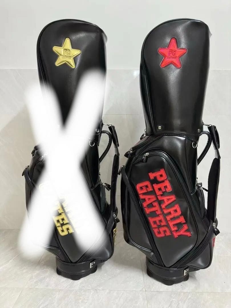PEARLY GATES ブラックキャディバッグ　黒+赤 パーリーゲイツ　合成革