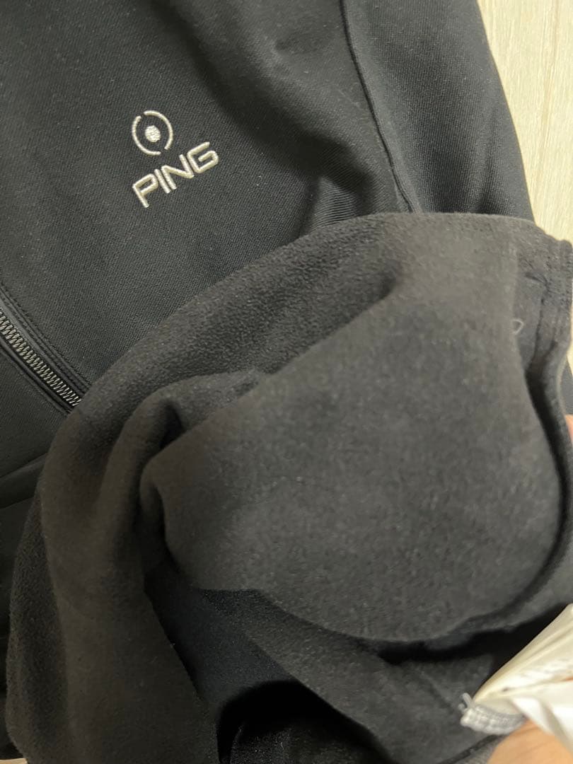 裏起毛　PING メンズ ブラック ハーフジップジャケット L