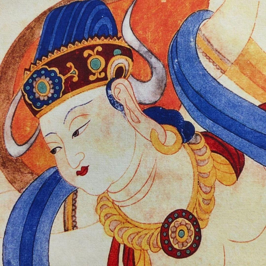 张大千 人物敦煌壁画 中国画 掛け軸 水墨画 和室 玄関 茶室 壁掛け 美術品