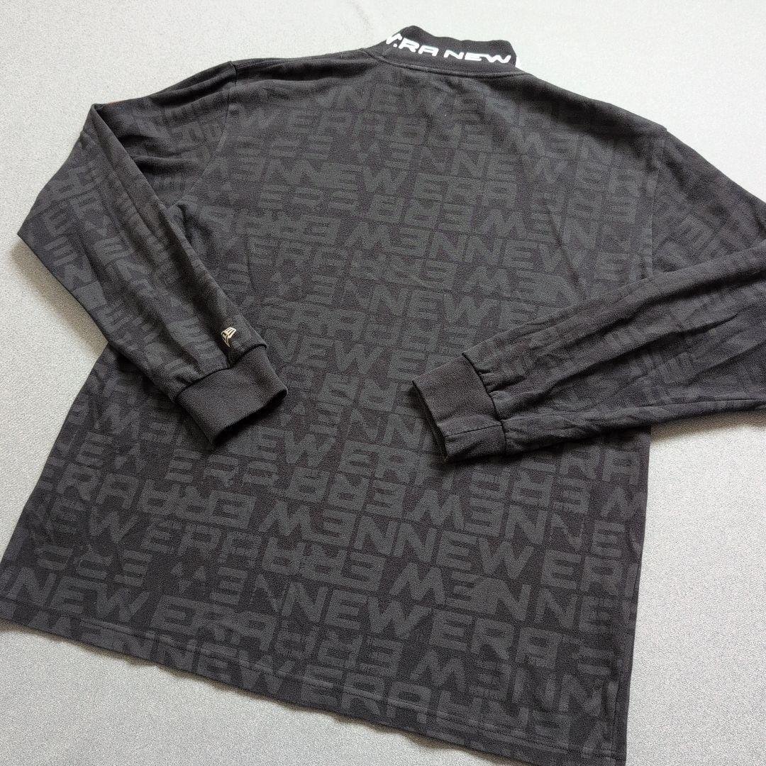 【美品】ニューエラゴルフ　モノグラム柄モックネック長袖　黒　XL