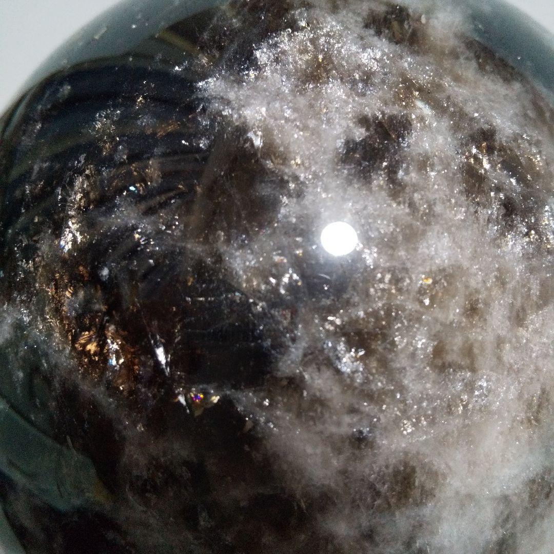特大130mm モリオン 黒水晶 丸玉 約2.9kg 大玉 台座付き