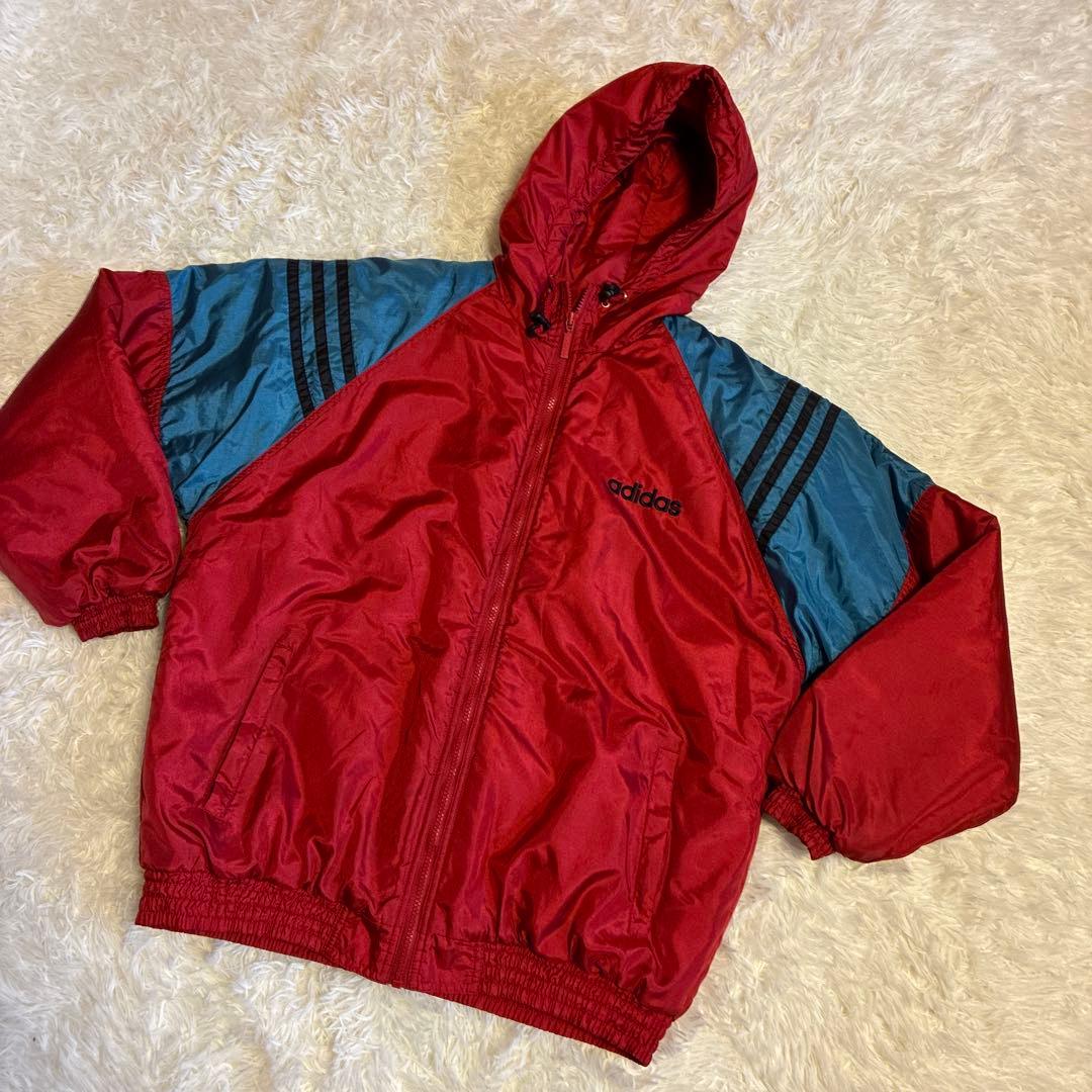 美品90'ヴィンテージ　adidas アディダス　フード中綿入りジャケット M