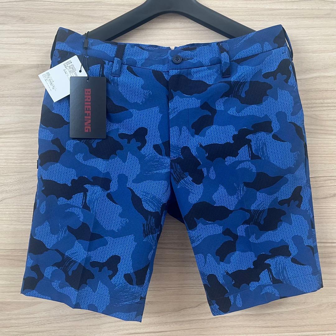 新品★BRIEFINGゴルフ カモフラショートパンツ ネイビー 迷彩半ズボン S