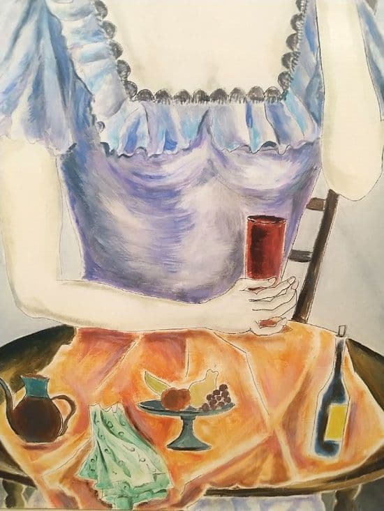 小澤勇寿朗 作 カフェテラスの女 F12油彩画 人物画