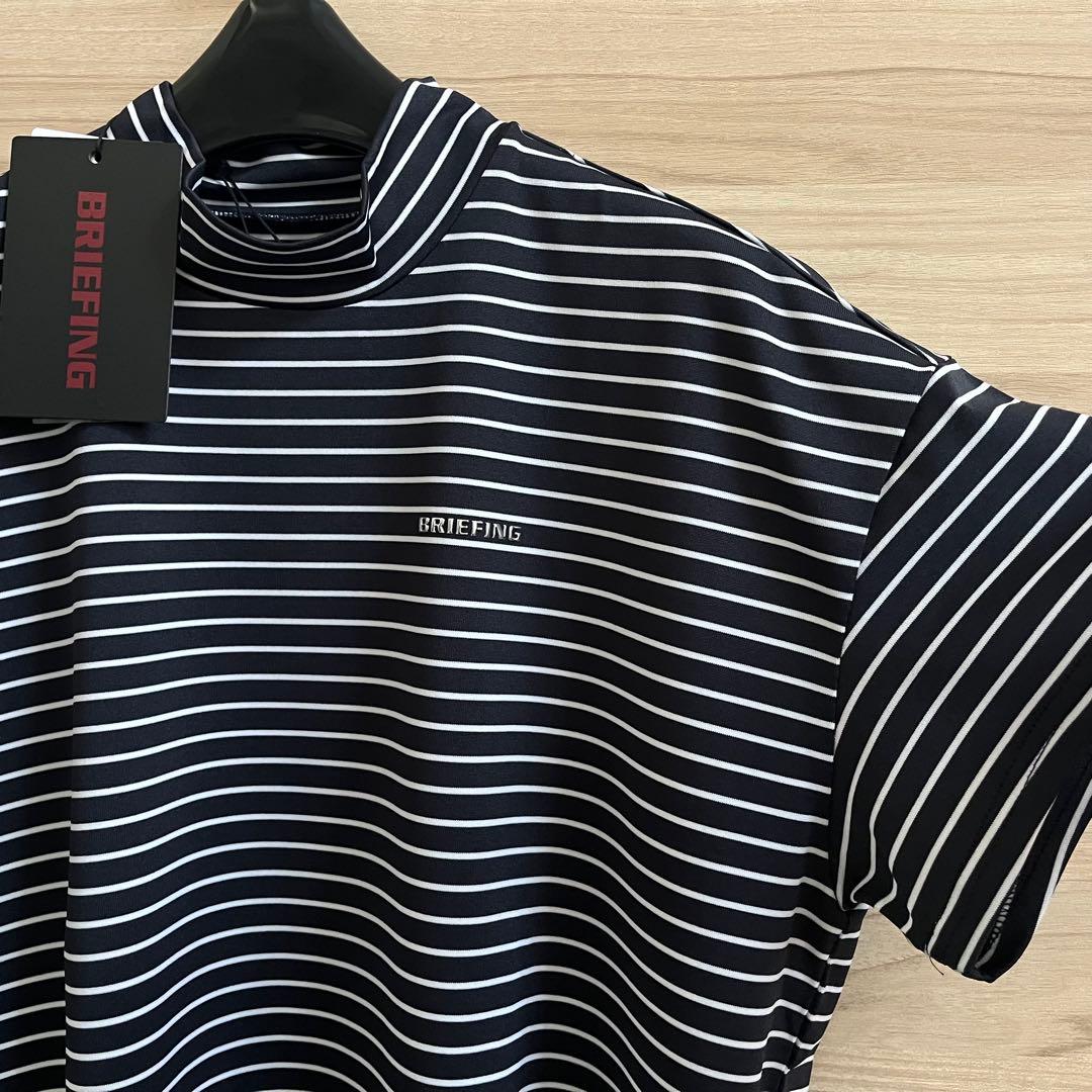 新品★19,800円 紺M BRIEFING 半袖ストライプモックネックシャツ