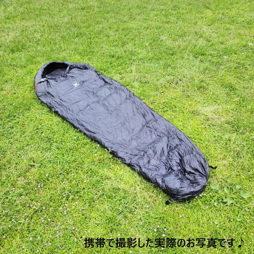 アウトドア　防水　グース　ダウン　マミー型 寝袋　シュラフ ブラック　700g