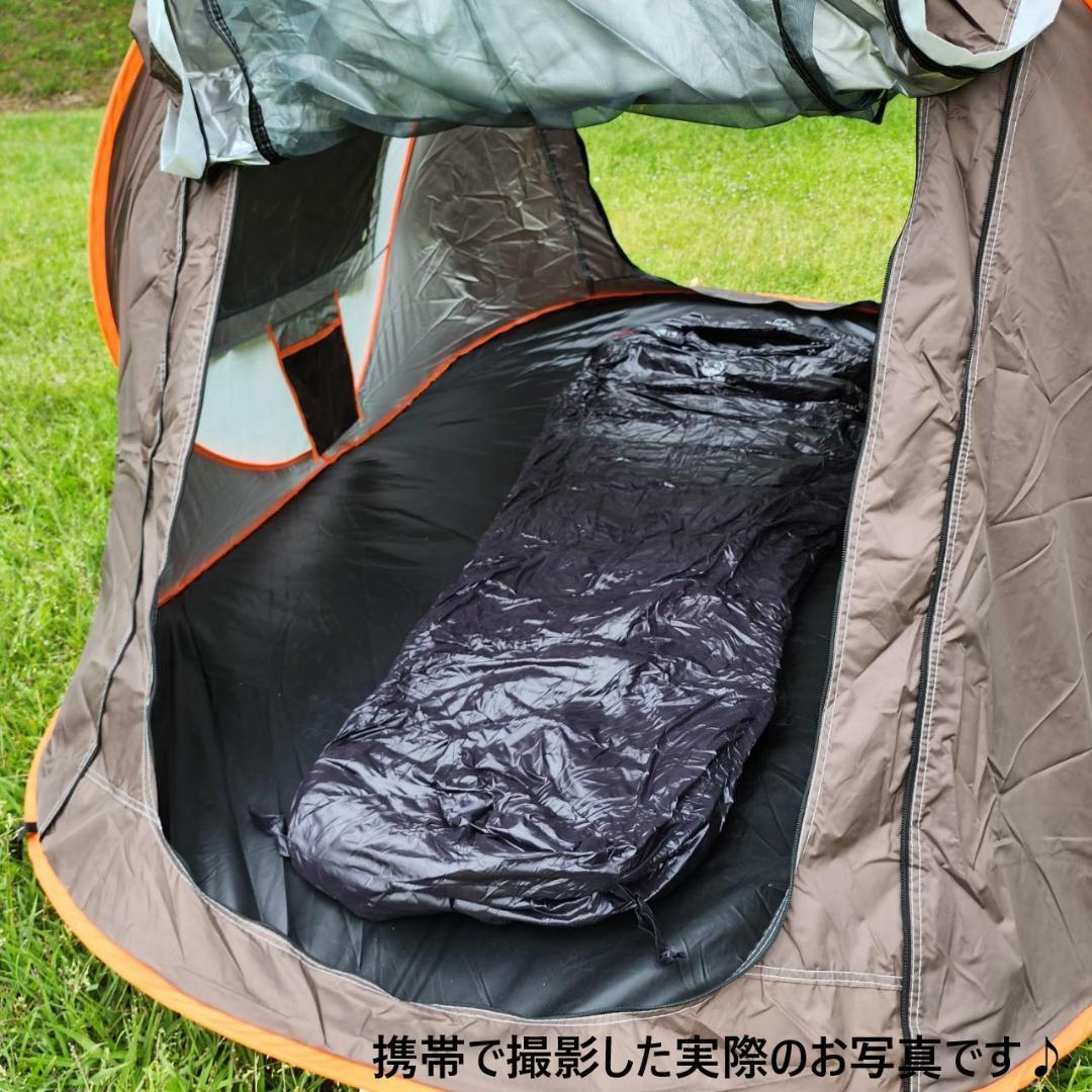 アウトドア　防水　グース　ダウン　マミー型 寝袋　シュラフ ブラック　700g