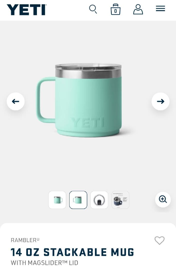 【新品未使用】YETI Rambler 14oz Mug seafoam