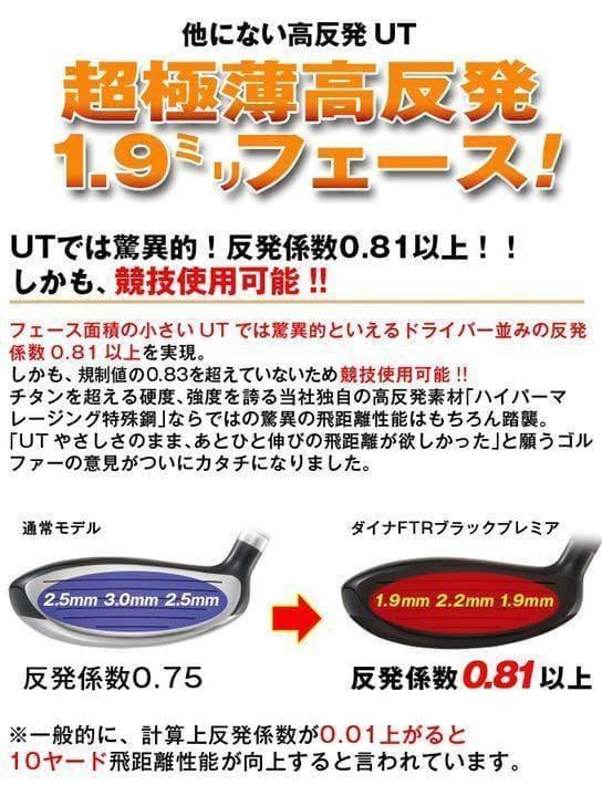 【新品2本セット】希少で激飛び！高反発UT! 競技使用可能! ダイナFTR-UT