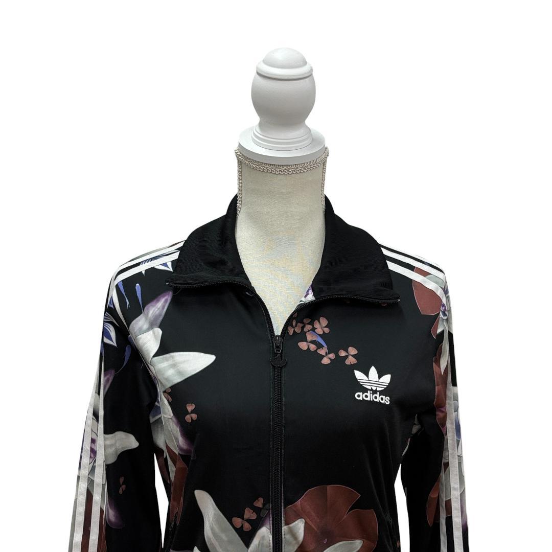 adidas アディダス トラックジャケット　黒×花柄 長袖 ジャージ L
