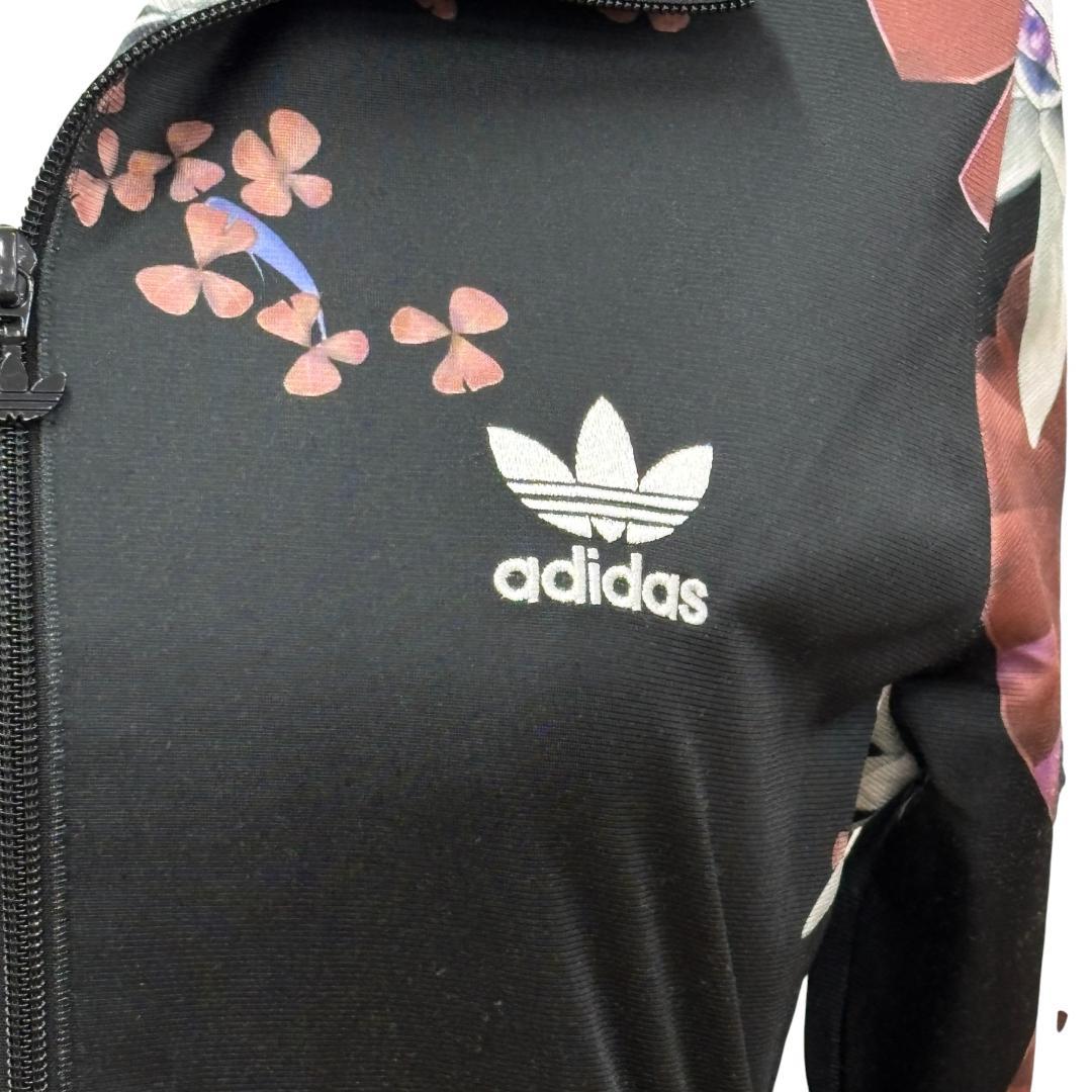 adidas アディダス トラックジャケット　黒×花柄 長袖 ジャージ L