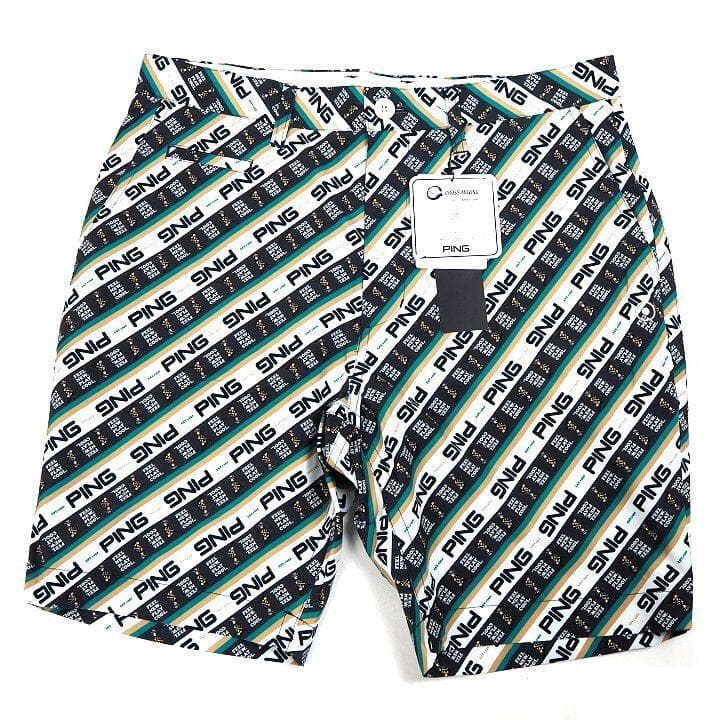 新品 PING ピン ゴルフ 上下セット 総柄ロゴ ポロシャツ ハーフパンツ L