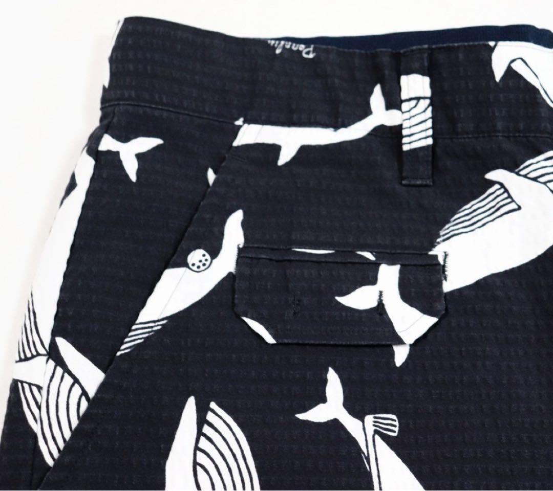 《パーリーゲイツ》新品 シアサッカー生地 クジラ柄ショートパンツ 4(W80)
