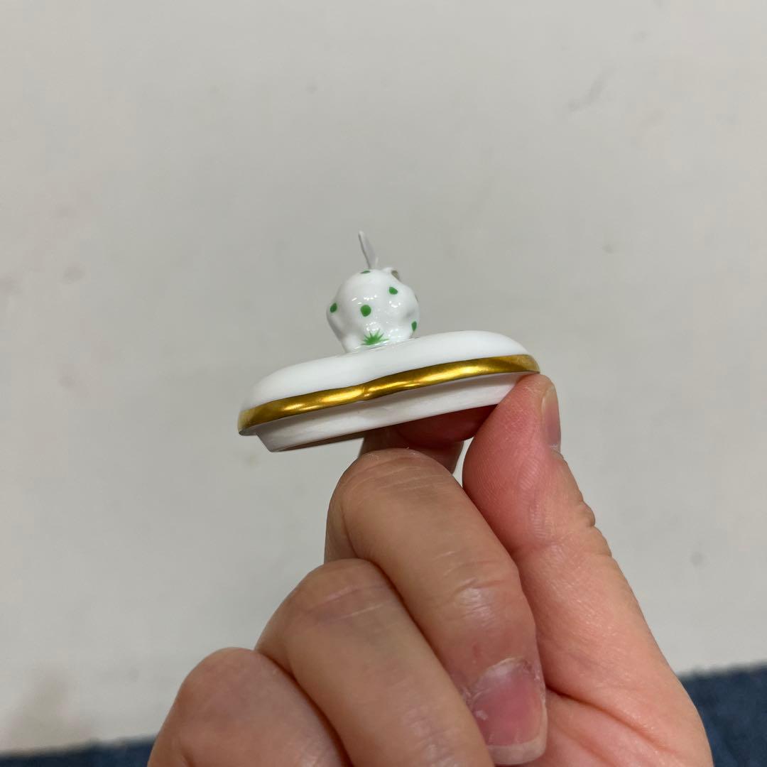 ヘレンド　うさぎ　小物入れ　アポニー　グリーン