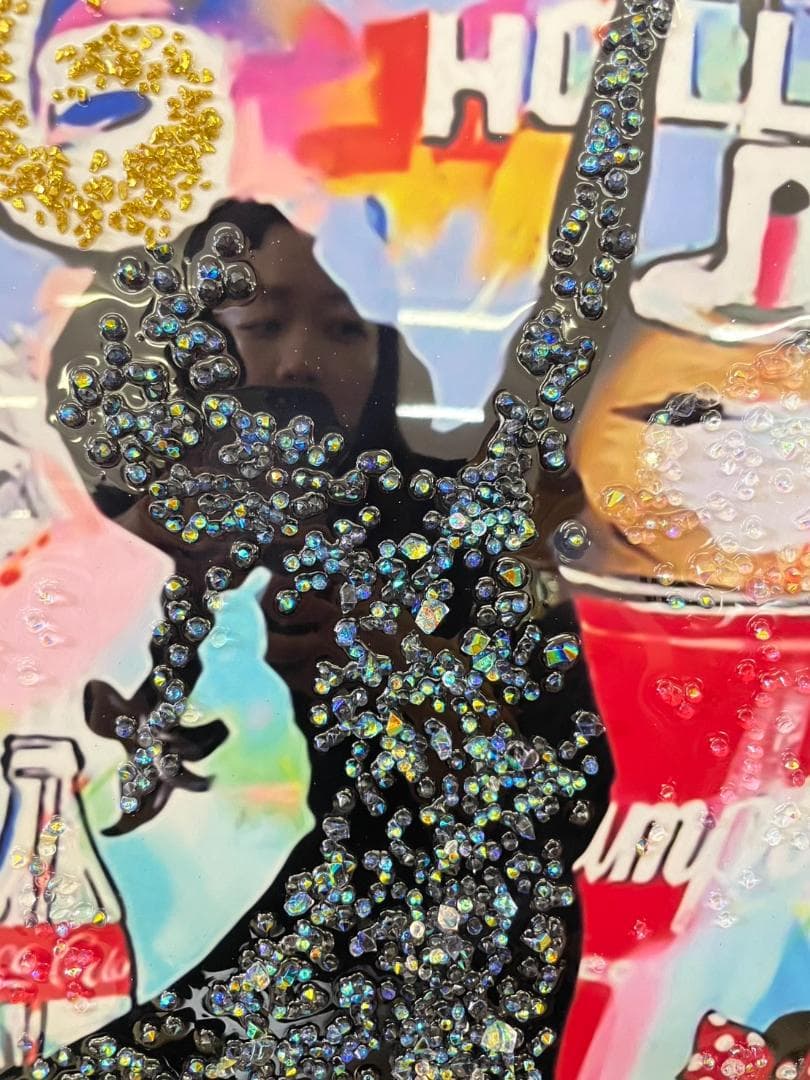 水晶絵　アートパネル　バンクシー　風船と少女　壁掛け　パネル　アート　絵　絵画