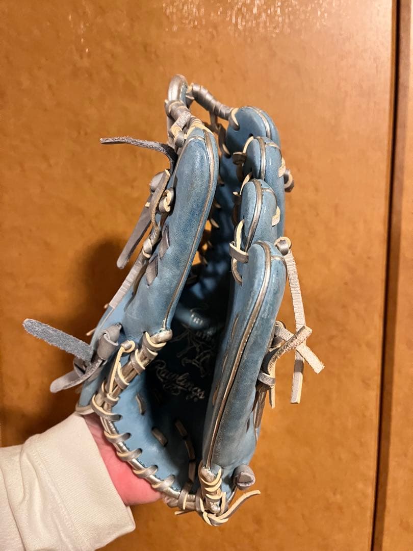 【美品】Rawlings 水色 軟式オーダーグローブ