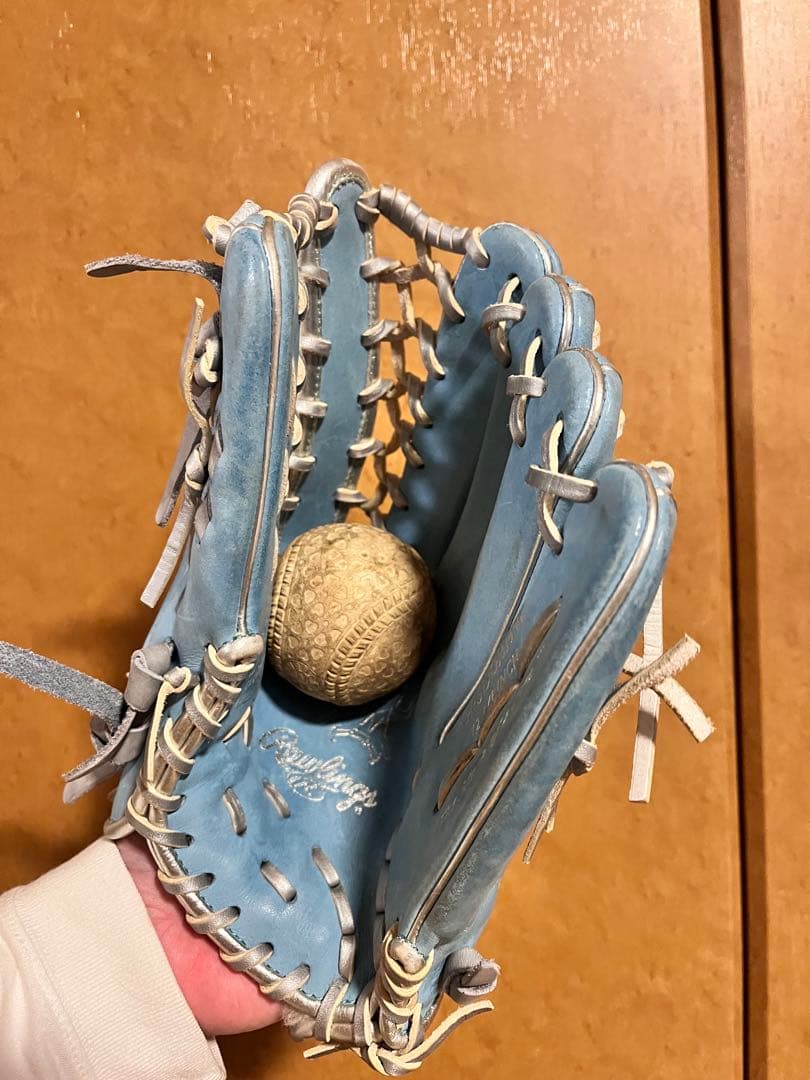 【美品】Rawlings 水色 軟式オーダーグローブ