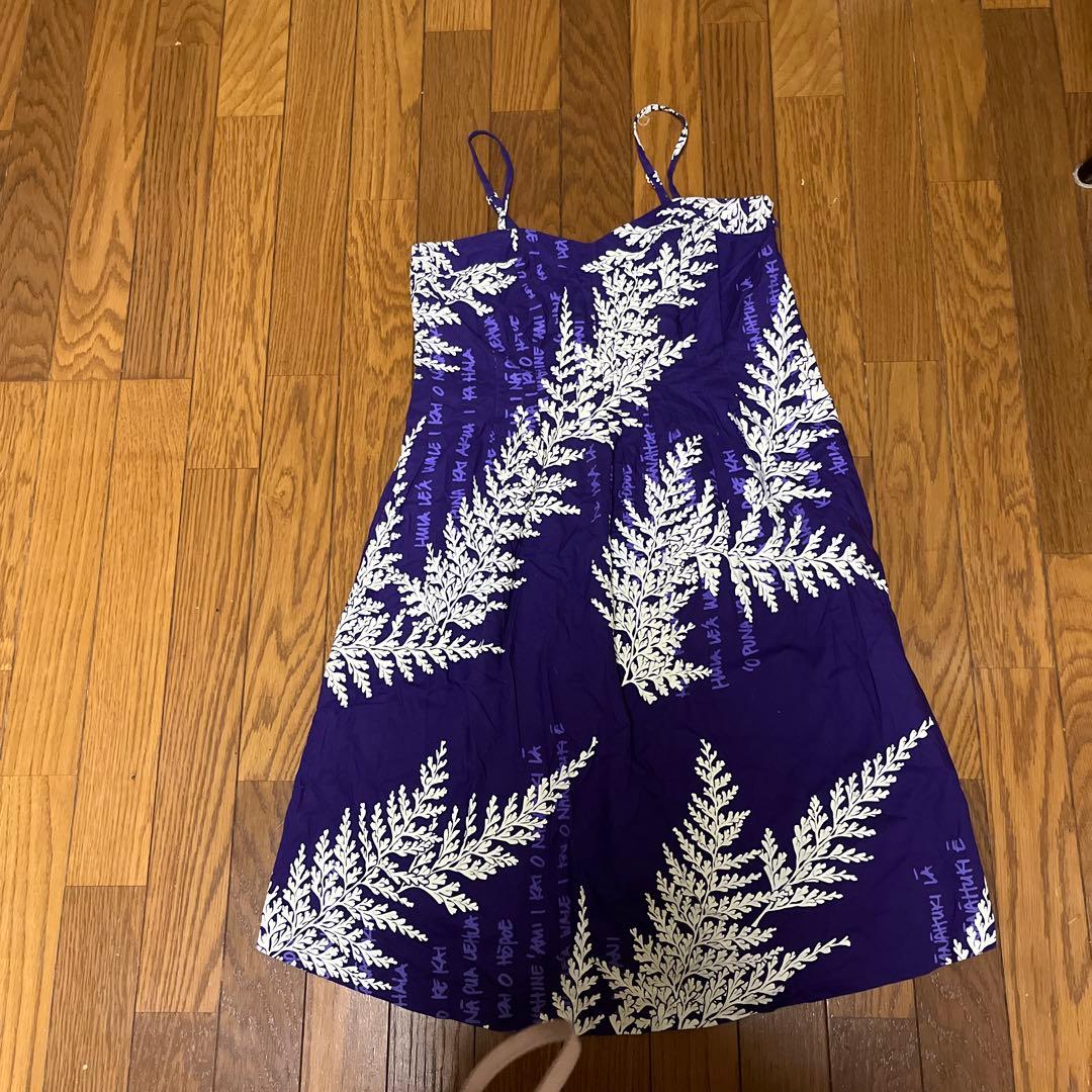 シグゼーンhilo hawai'i 紫葉柄スリップドレス XS