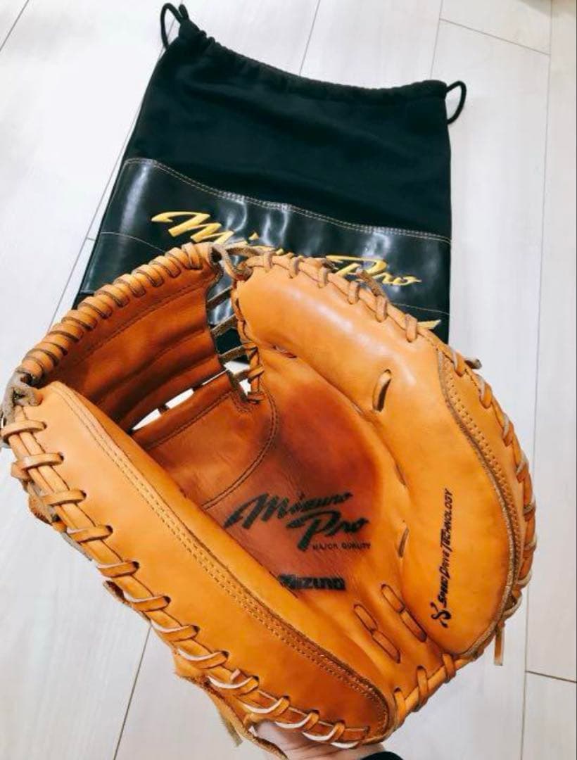 Mizuno Pro 軟式キャッチャーミット 硬式用に革入れ、芯材加工済み