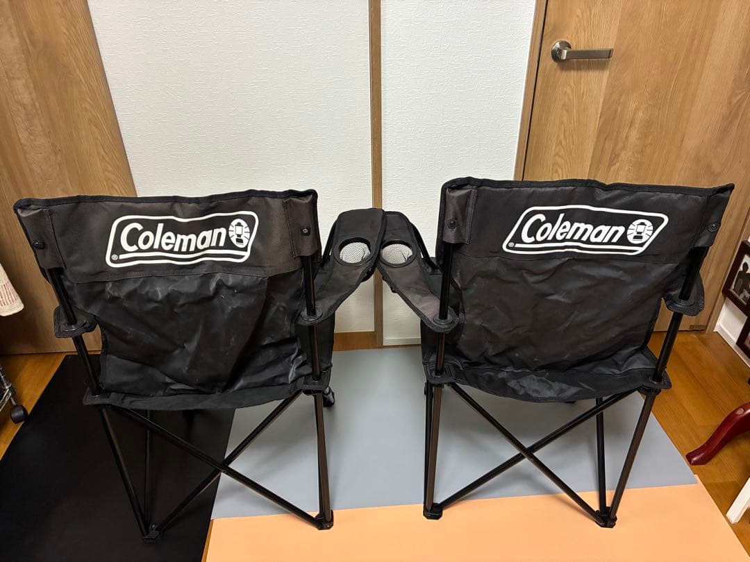【美品】2脚セット Coleman アームチェア 収納袋　ブラック　黒　キャンプ