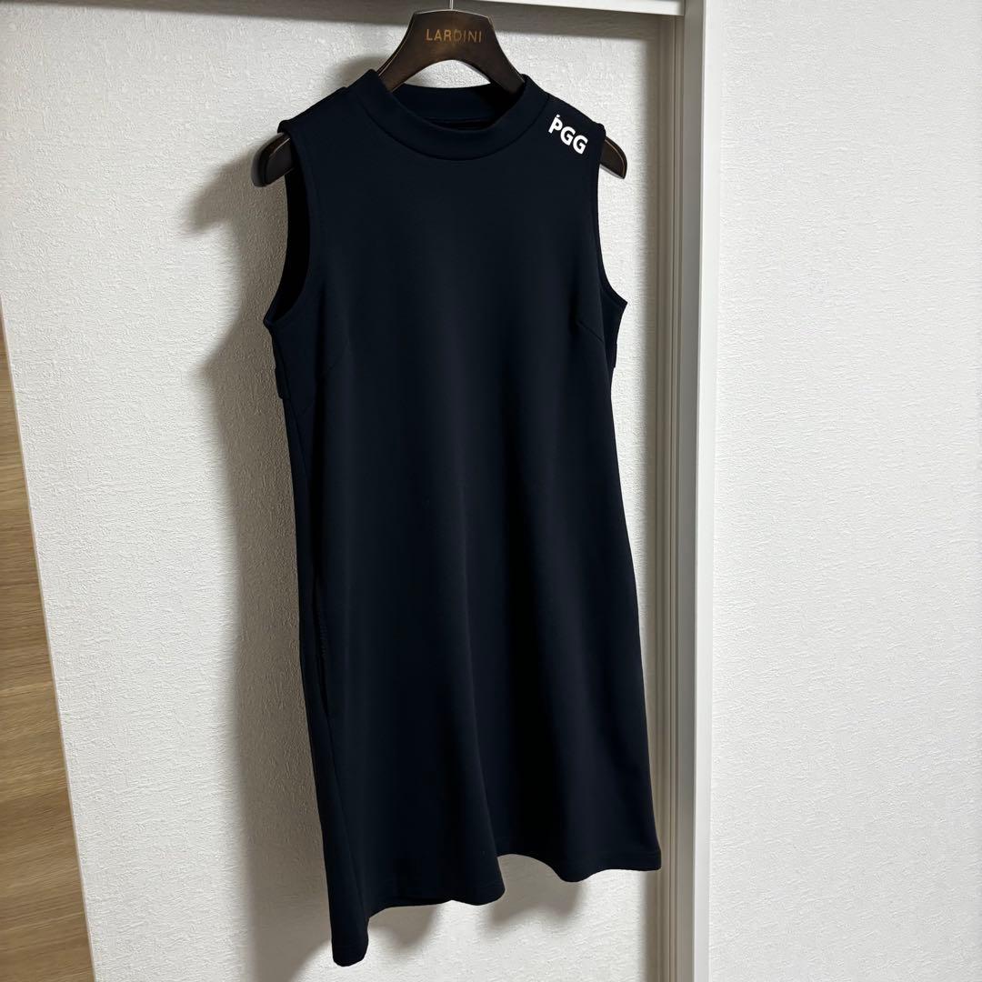 【美品】PGG パーリーゲイツ ハイネックノースリーブワンピース 黒 0
