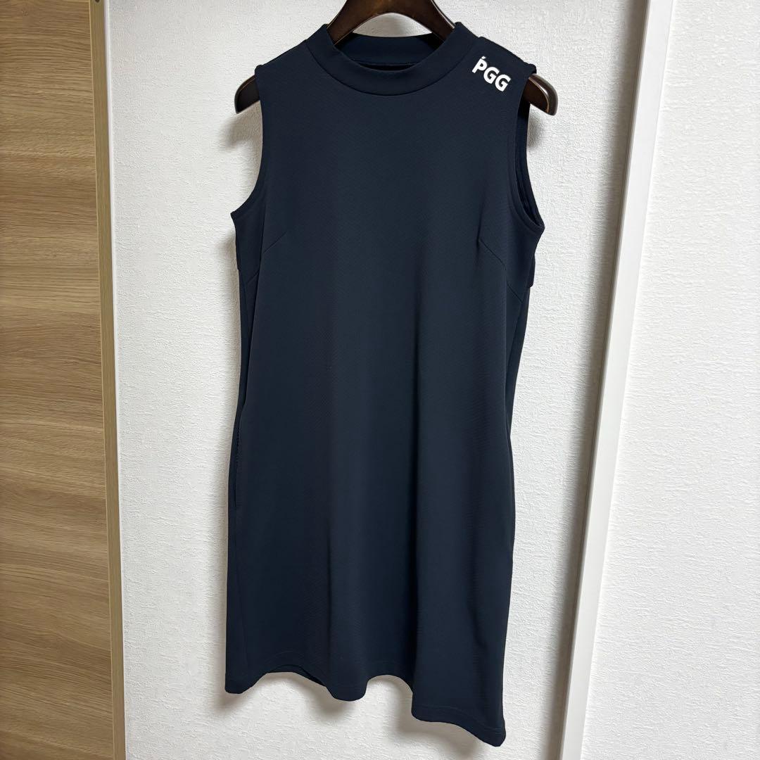 【美品】PGG パーリーゲイツ ハイネックノースリーブワンピース 黒 0
