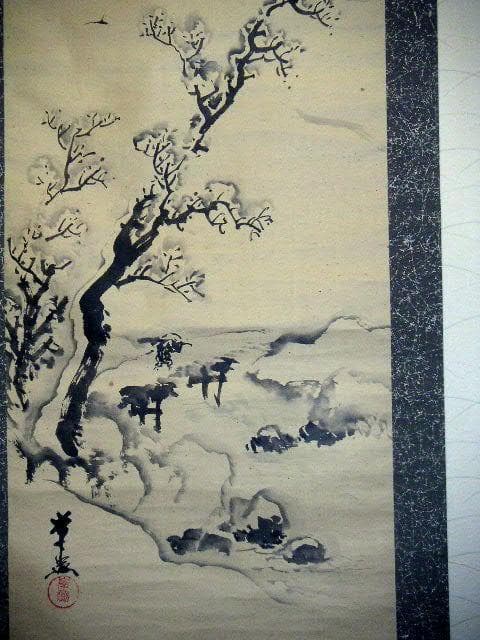 ♥掛軸　藤瀬 岸燕　雪景色　掛け軸