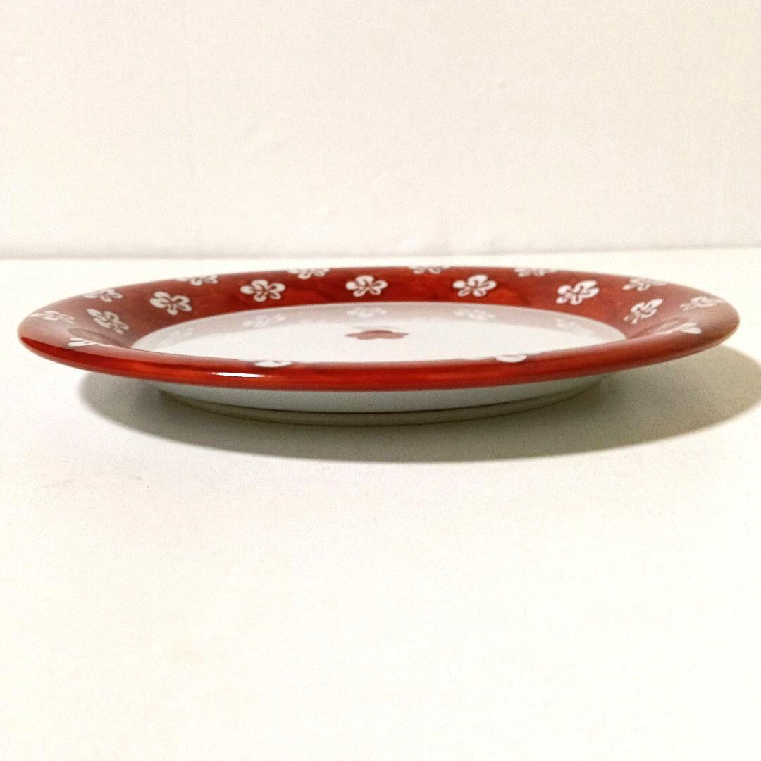 新品 有田焼 源右衛門窯 赤絵梅紋 丸皿