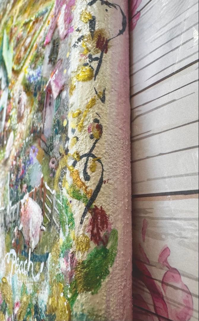 8*！様 絵画原画《薔薇に宿る実り〜豊かさが満ちる村〜》御伽の村に豚いっぱい