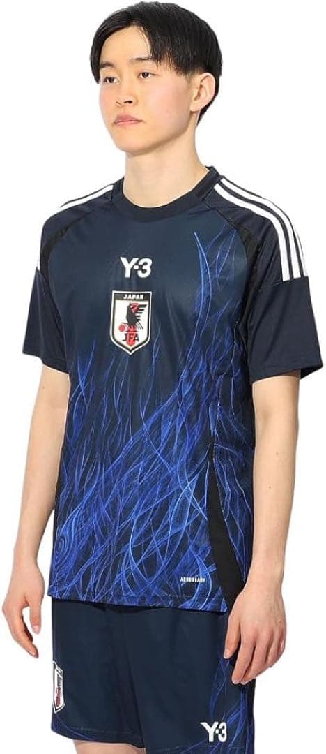 サッカー観戦に❤️Y-3 サッカーウェア ユニフォーム 青 Lサイズ