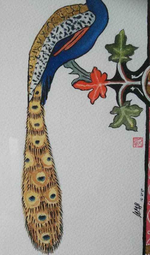 水彩画★Peacock★Colin Lamb作