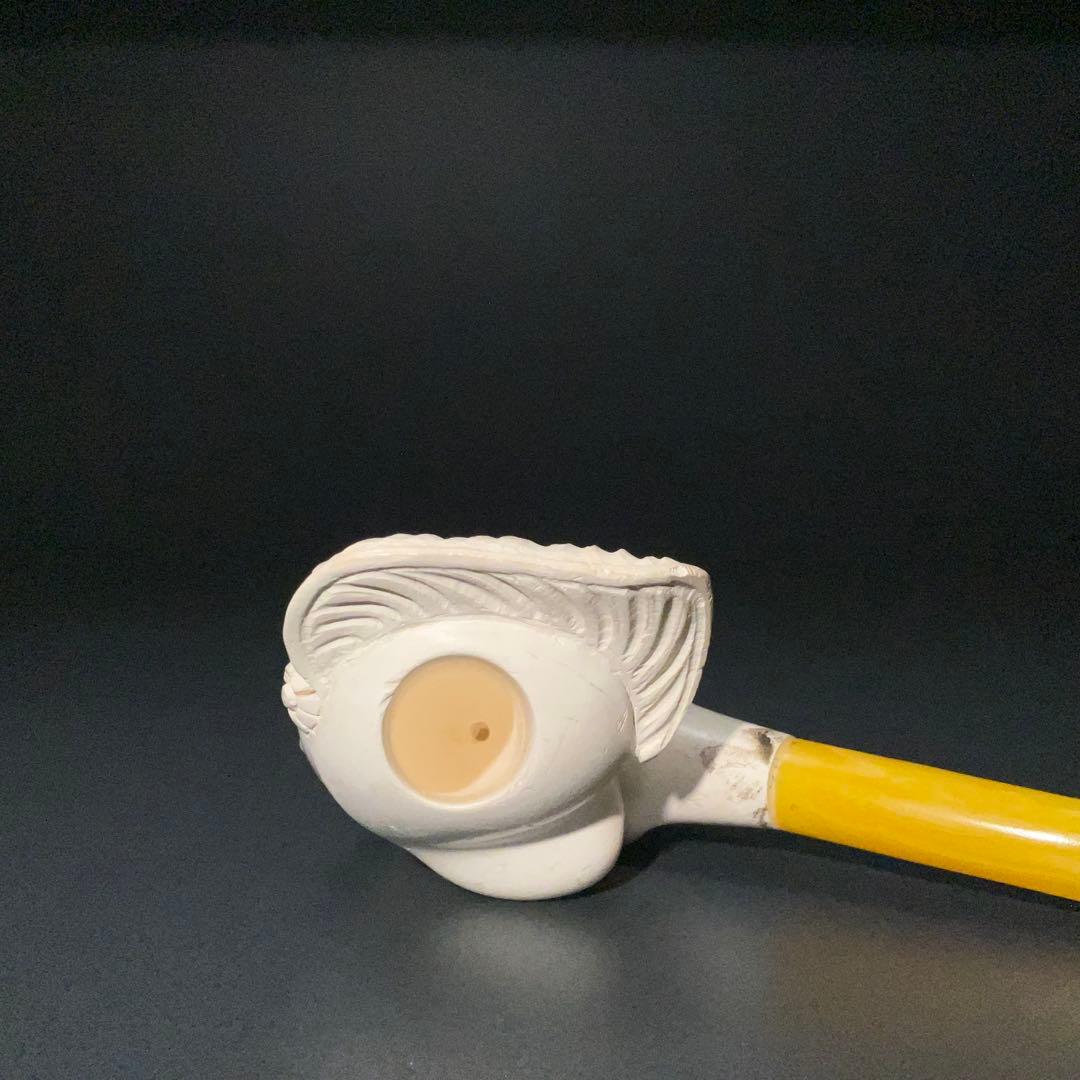メシャム　海泡石パイプ　人物図　喫煙具　長さ17.5cm R1380お8