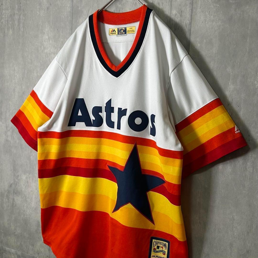 美品 Majestic MLB 公式 ヒューストンアストロズ ゲームシャツ 半袖