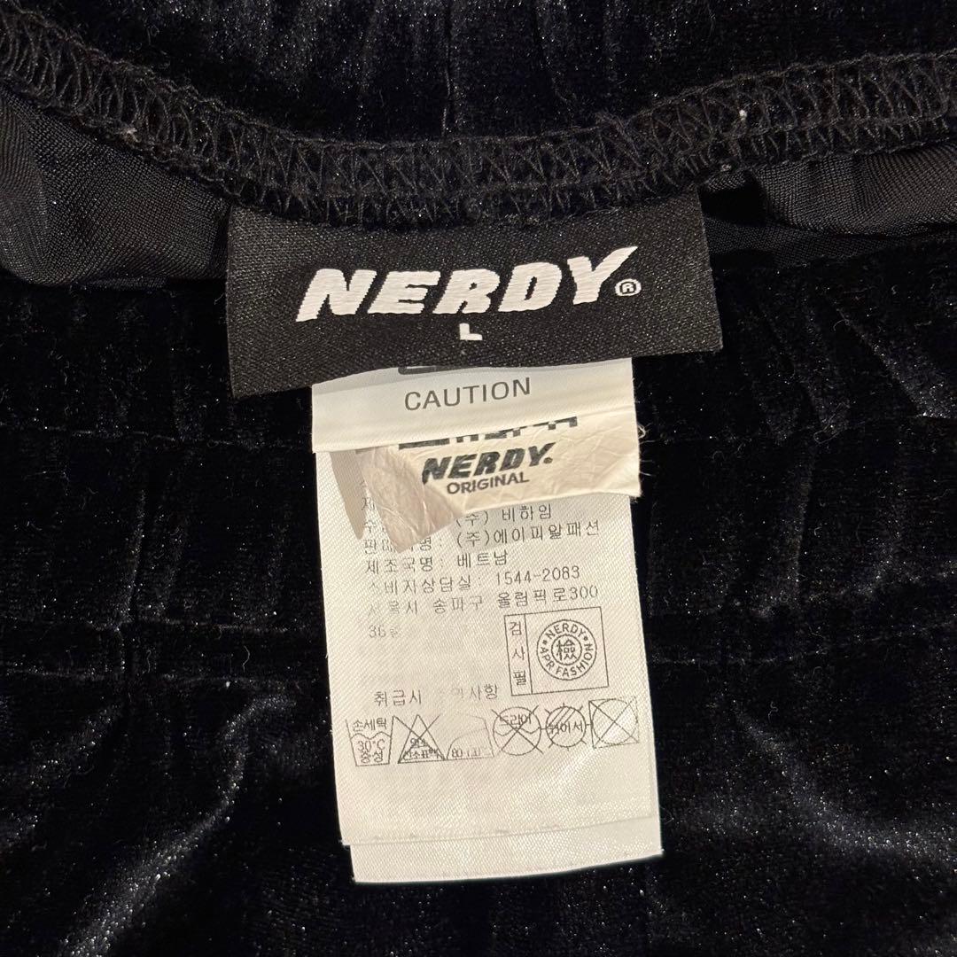 NERDY ベルベット ジャージパンツ 黒 紫 韓国