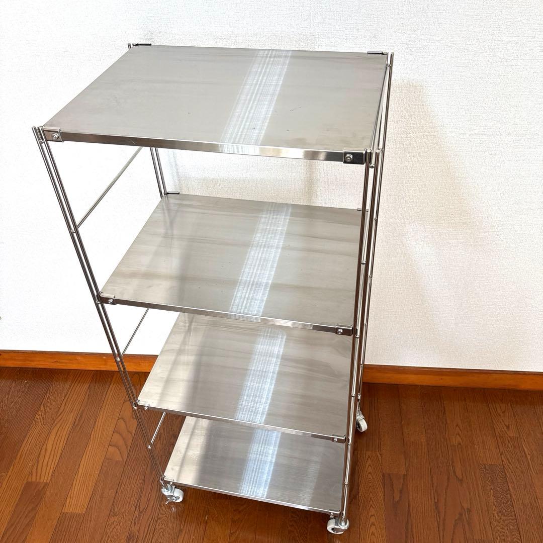 【良品】無印良品 ステンレスユニットシェルフ キャスター付き