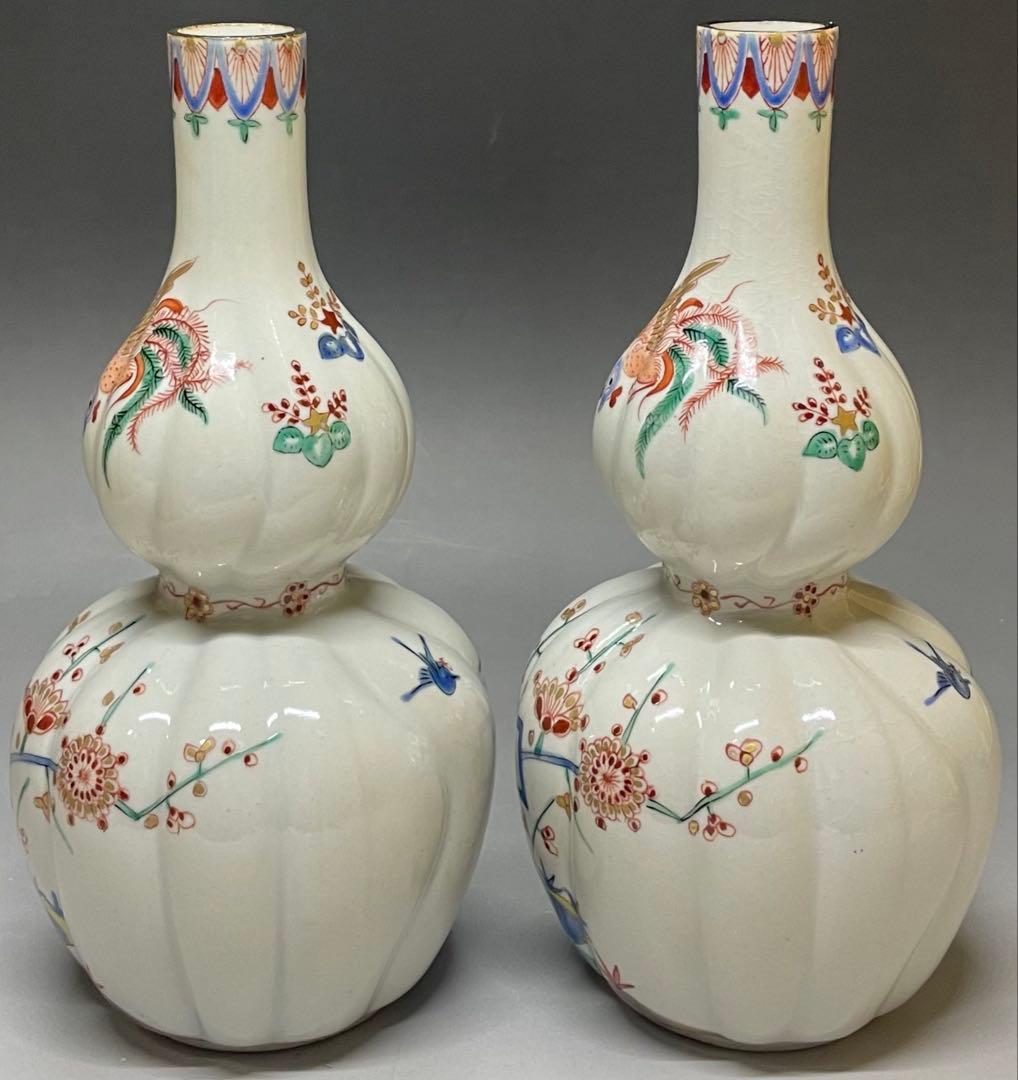 柿右衛門様式　濁手　色絵花鳥文　鳳凰文　古伊万里　四方桟共箱　共布　n2151
