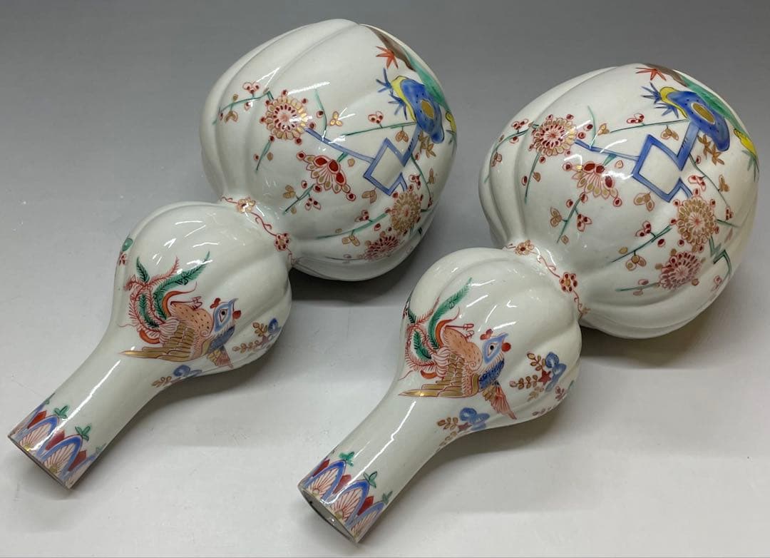 柿右衛門様式　濁手　色絵花鳥文　鳳凰文　古伊万里　四方桟共箱　共布　n2151