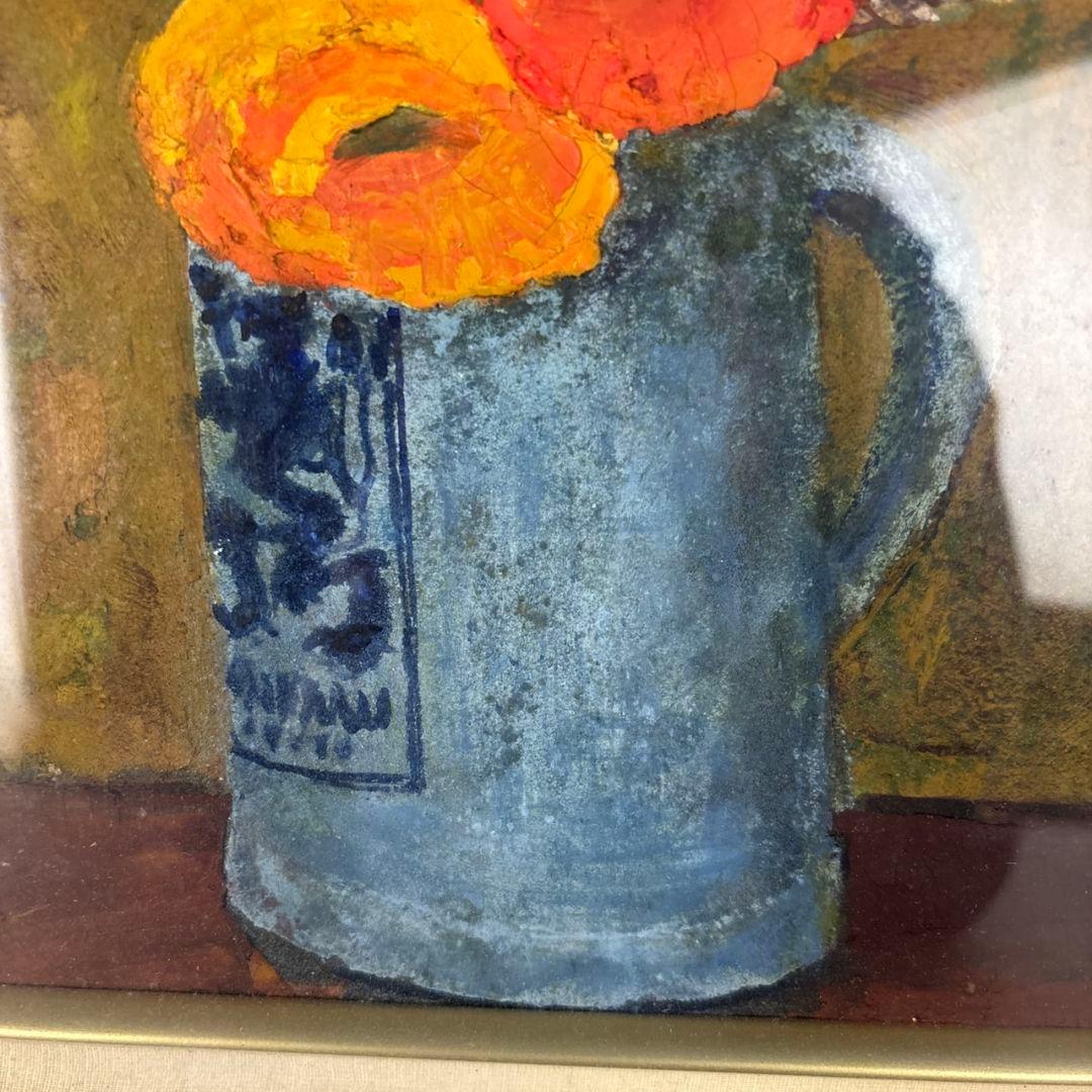 油彩画　ひなげし　額　森清治郎